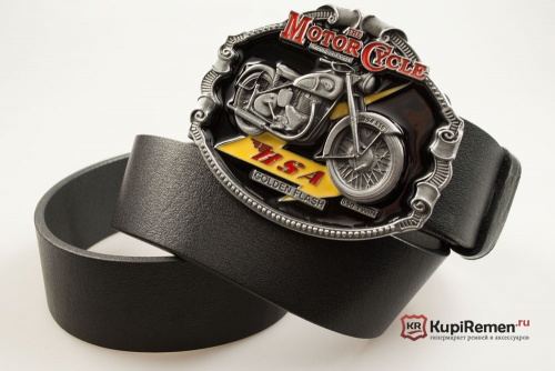 Кожаный ремень с пряжкой "B.S.A. MOTO" 3D - kupiremen.ru