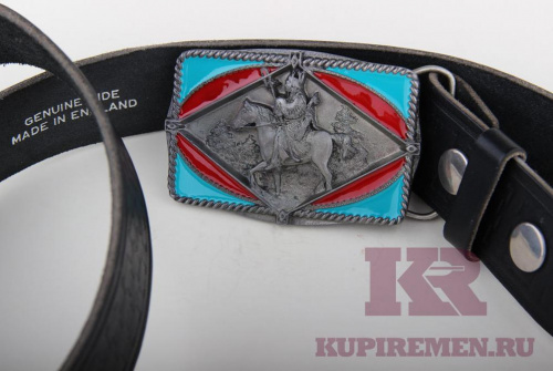 Кожаный ремень с пряжкой "Индеец на коне" - kupiremen.ru