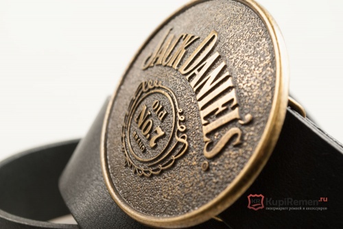 Кожаный ремень с пряжкой "JACK DANIEL'S GOLD OVAL" - kupiremen.ru