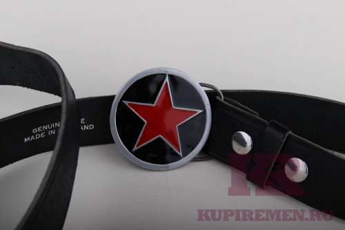 Кожаный ремень с пряжкой "RED STAR" (Красная звезда) - kupiremen.ru