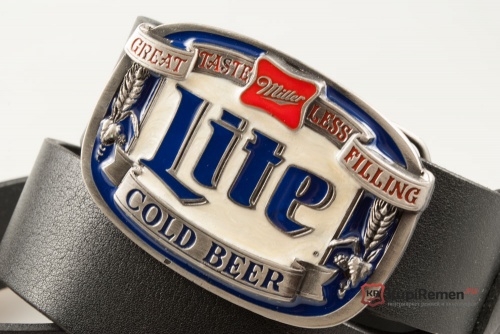 Кожаный ремень с пряжкой "Miller Gold beer" - kupiremen.ru