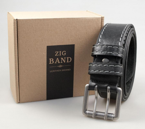 Мужской ремень из кожи буйвола ZiG BAND с прошивкой - kupiremen.ru