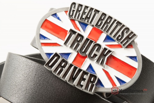 Кожаный ремень с пряжкой "GREAT BRITISH TRUCK DRIVER"  - kupiremen.ru