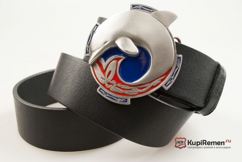 Кожаный ремень с пряжкой "CELTIC DOLPHIN" (Кельтский дельфин) 3D - kupiremen.ru