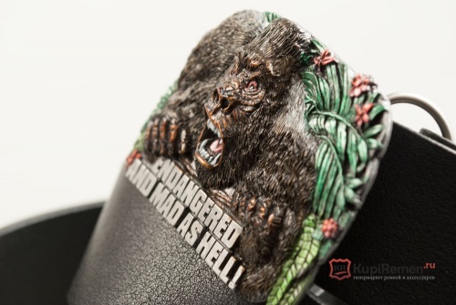 Кожаный ремень с пряжкой "GORILLA" (Горилла) 3D - kupiremen.ru