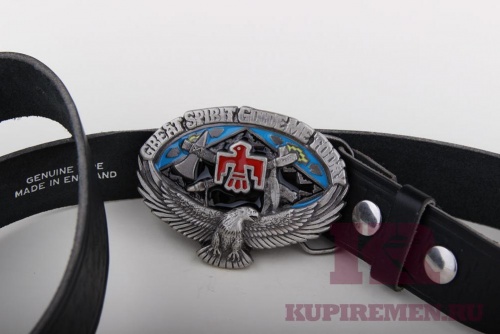 Кожаный ремень с пряжкой "GREAT SPIRIT GUIDE ME" - kupiremen.ru