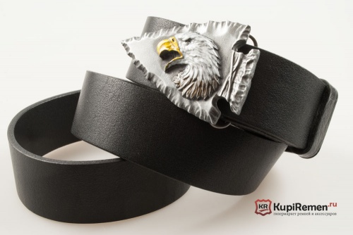 Кожаный ремень с пряжкой "Голова орла на острие копья" 3D - kupiremen.ru