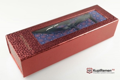 Мужской сине-красный галстук ARISTOKRAT с нагрудным платком в коробке - kupiremen.ru