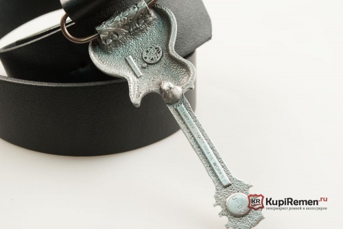 Кожаный ремень с пряжкой "GUITAR - BLUE" Электрогитара - синяя" 3D - kupiremen.ru
