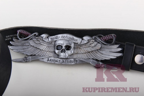 Кожаный ремень с пряжкой "Nulli secundus" - kupiremen.ru