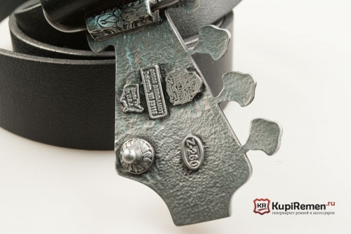 Кожаный ремень с пряжкой "BASE GUITAR HEAD" (Голова бас-гитары) 3D - kupiremen.ru