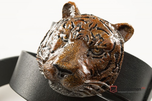 Кожаный ремень с пряжкой "TIGER HEAD" (голова тигра) - kupiremen.ru