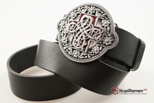 Кожаный ремень с пряжкой "Кельтский крест с узором" 3D - kupiremen.ru