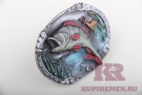 Кожаный ремень с пряжкой "Окунь" 3D - kupiremen.ru