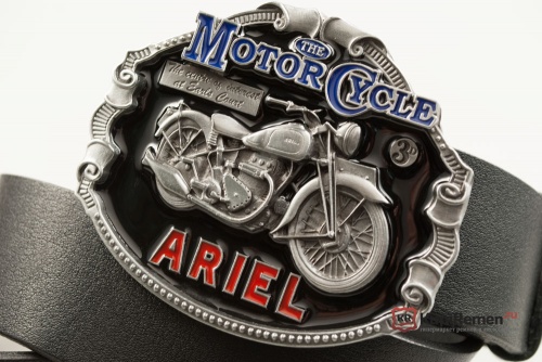 Кожаный ремень с пряжкой "ARIEL MOTO" (Мотоцикл Ариэль) 3D - kupiremen.ru
