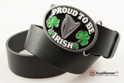Кожаный ремень с пряжкой "Proud to be Irish" - kupiremen.ru