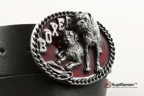 Кожаный ремень с пряжкой "Boxer" 3D - kupiremen.ru