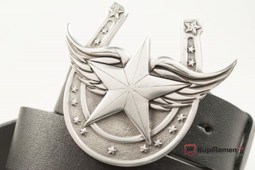 Кожаный ремень с пряжкой "STAR ON WINGS" (ЗВЕЗДА НА КРЫЛЬЯХ) - kupiremen.ru