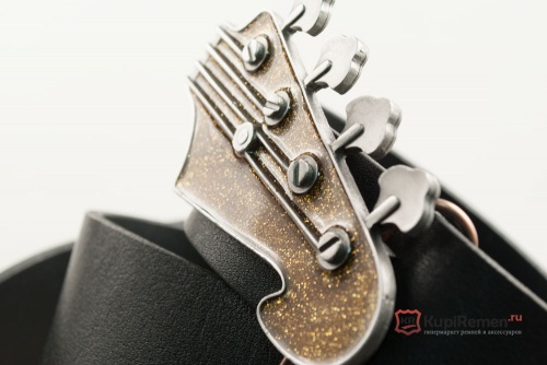 Кожаный ремень с пряжкой "BASE GUITAR HEAD" (Голова бас-гитары) 3D - kupiremen.ru