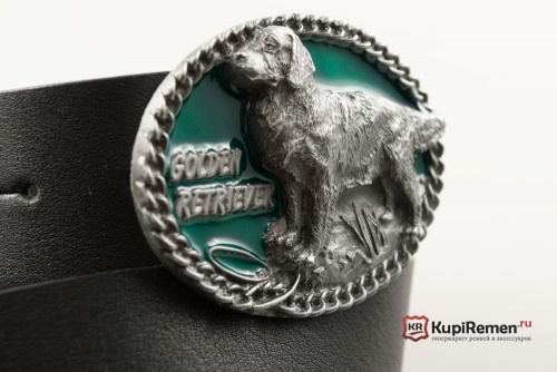Кожаный ремень с пряжкой "GOLDEN RETRIEVER" (Ретривер) 3D - kupiremen.ru