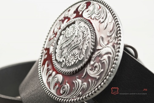 Кожаный ремень с пряжкой "OVAL SCROLLS" (Овальные завитки) - kupiremen.ru