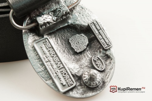 Кожаный ремень с пряжкой "ARABIAN HORSE-RED" (Голова арабского скакуна) 3D - kupiremen.ru