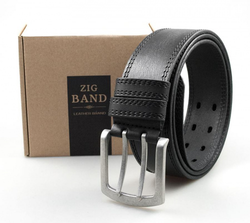 Широкий кожаный ремень ZiG BAND с прошивкой - kupiremen.ru