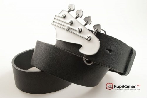 Кожаный ремень с пряжкой "BASE GUITAR HEAD" (Голова бас-гитары) 3D - kupiremen.ru