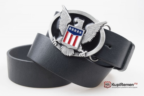 Кожаный ремень с пряжкой "USA EAGLE WINGS"  - kupiremen.ru