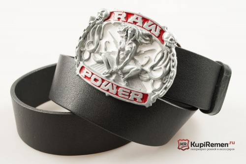 Кожаный ремень с пряжкой "RAW POWER" (Грубая сила) 3D - kupiremen.ru