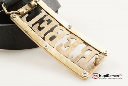 Кожаный ремень с пряжкой "FRAME REBEL BRASS" (Рамка "Мятежник" латунь) - kupiremen.ru