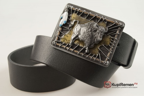 Кожаный ремень с пряжкой "BUFFALO"  (Бизон) 3D - kupiremen.ru