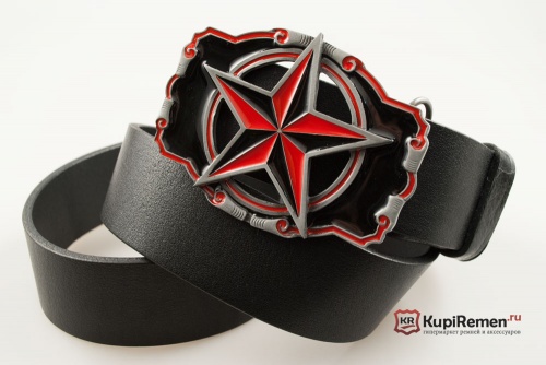 Кожаный ремень с пряжкой "NAUTICAL STAR" (Северная звезда) - kupiremen.ru