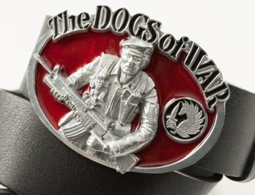 Кожаный ремень с пряжкой "THE DOGS OF WAR" (Псы войны) 3D - kupiremen.ru