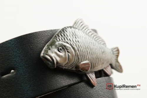 Кожаный ремень с пряжкой "CARP" (Карп) 3D - kupiremen.ru