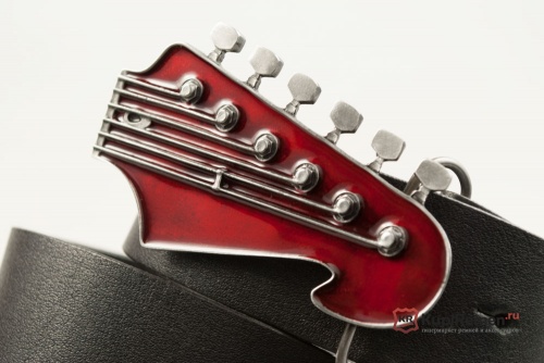 Кожаный ремень с пряжкой "LEAD GUITAR HEAD" (Голова соло-гитары) 3D - kupiremen.ru