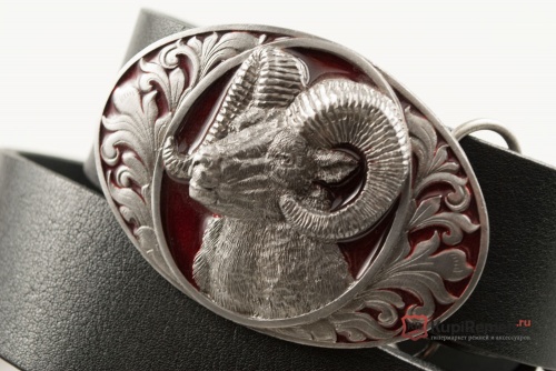 Кожаный ремень с пряжкой "RAMS HEAD" (Голова барана) 3D - kupiremen.ru