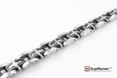 Металлический браслет с силиконовыми вставками, 1.5 см - kupiremen.ru