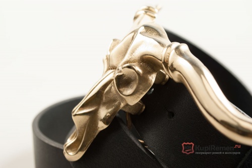 Кожаный ремень с пряжкой "LONG HORN STEER SKULL" (Латунь) - kupiremen.ru
