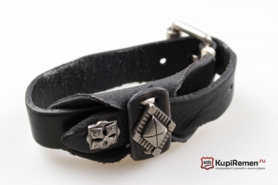 Кожаный браслет с клёпками - kupiremen.ru