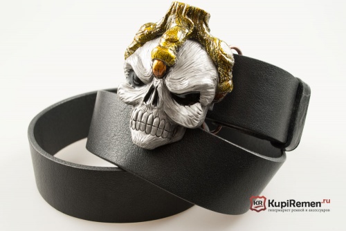 Кожаный ремень с пряжкой "Череп c лапой" 3D - kupiremen.ru