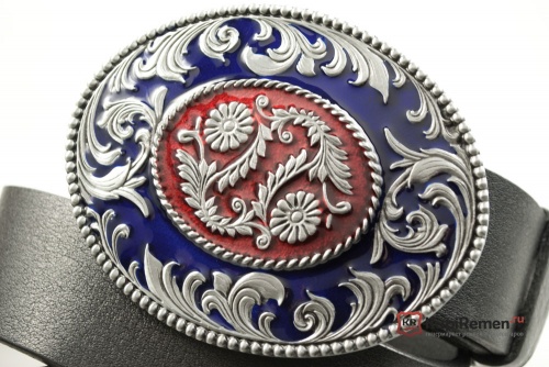 Кожаный ремень с пряжкой "OVAL SCROLLS" (Овальные завитки) - kupiremen.ru
