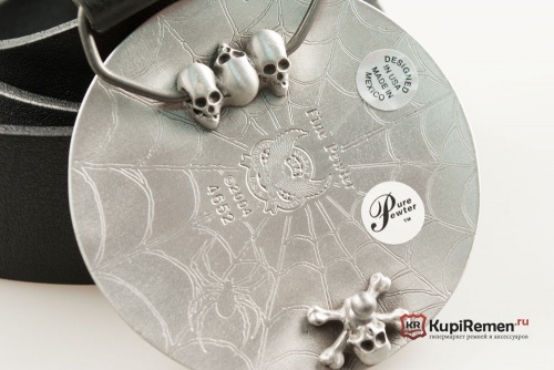 Кожаный ремень с пряжкой "CROSS AND WEB" (Крест и паутина) - kupiremen.ru