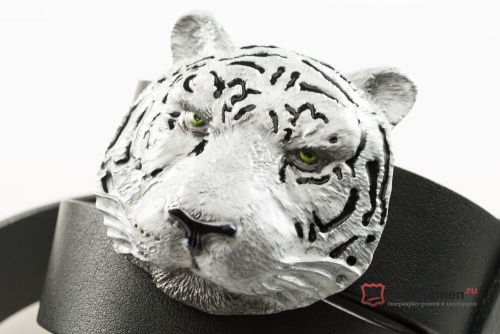 Кожаный ремень с пряжкой "SIBERIAN TIGER" (Сибирский белый тигр) 3D - kupiremen.ru