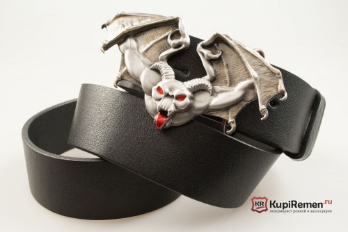 Кожаный ремень с пряжкой "Демон" 3D - kupiremen.ru