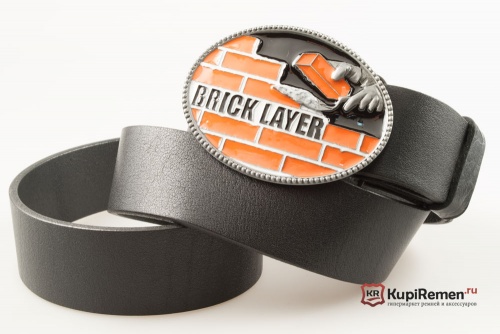 Кожаный ремень с пряжкой "BRICK LAYER" (КАМЕНЩИК) - kupiremen.ru
