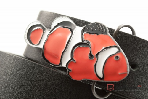 Кожаный ремень с пряжкой "CLOWN FISH" (рыба клоун) 3D - kupiremen.ru