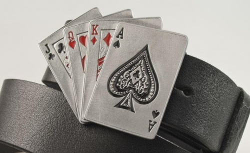 Кожаный ремень с пряжкой "CARDS" (Карты) - kupiremen.ru