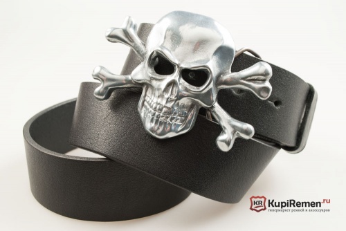 Кожаный ремень с пряжкой "JOLLY ROGER" (Весёлый Роджер) - kupiremen.ru