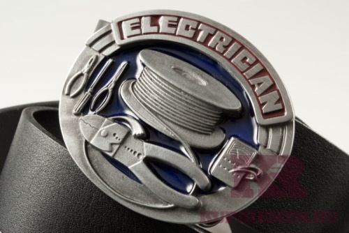 Кожаный ремень с пряжкой "ELECTRICIAN" 3D - kupiremen.ru